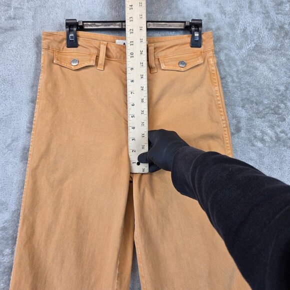 AMO Sylvia Straight Leg Pants Womens 28 Tan High Rise Button Fly Denim Flawed - Picture 7 of 16